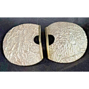 Sterling Silver Textured Large Modern Stud Earrings Multi Metal Gold & Silver